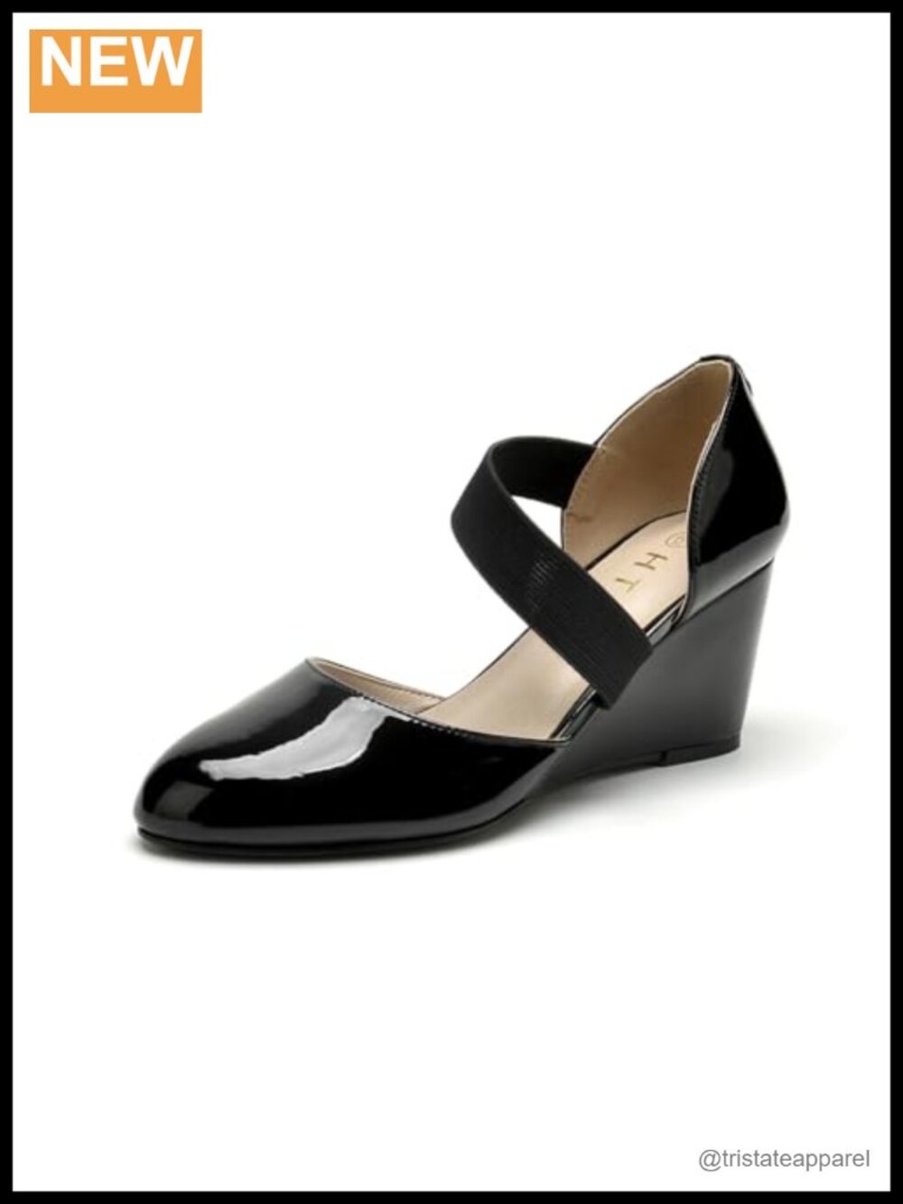 HTL Wedge Heel Pumps Faux Leather Slingback Water Resistant Cushioned